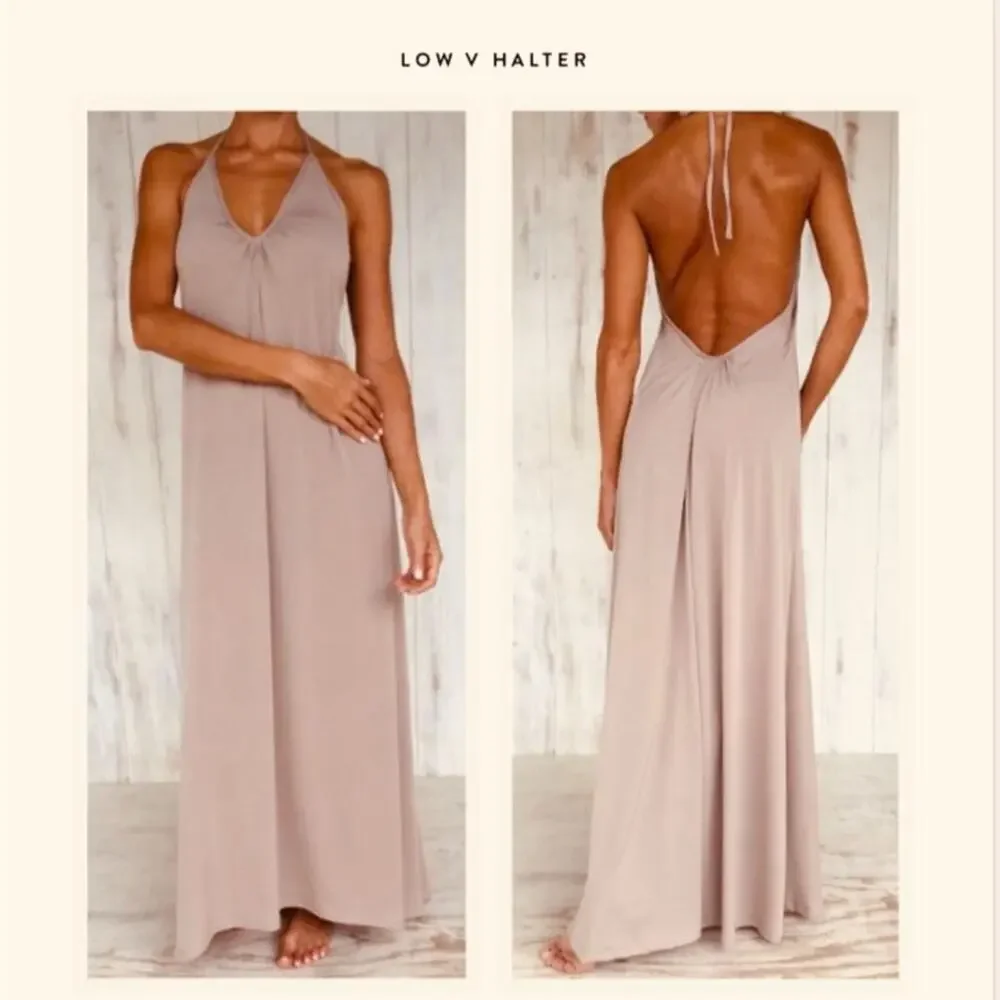 Josa Tulum Ityway Ivory Low V Halter Maxi Dress – Open Back, (One Size) - Picture 8 of 8
